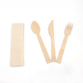 Individual Package Bamboo Biodegradable Fruit Fork Spoon and Knife Set With Napkin